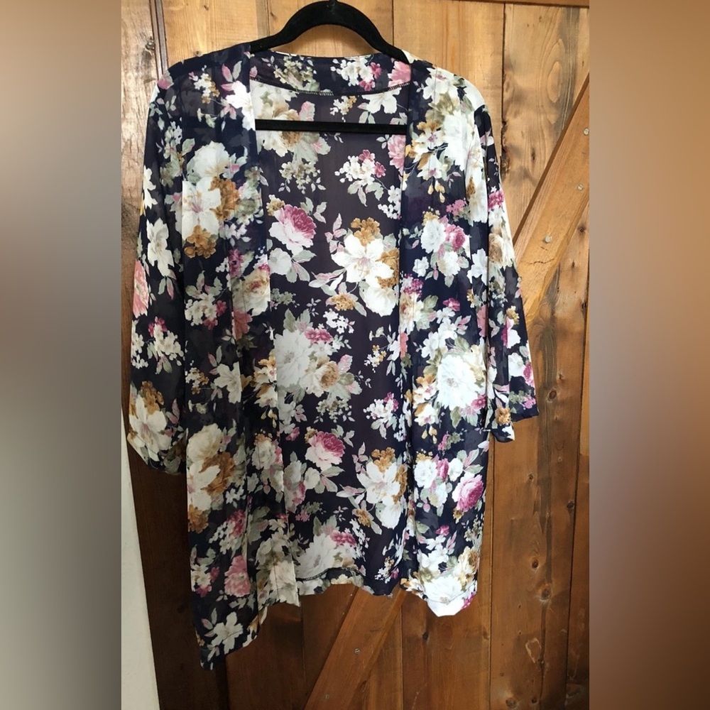 See Through Floral Sheer Dressing Gown (no strap) OS